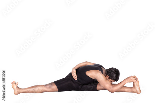 Photo: Yoga by Indian man on white Yoga by Indian man on white