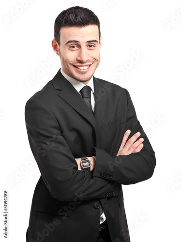 Photo: Smiling businessman isolated on white Smiling businessman isolated on white