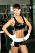 Attractive athletic fitness model doing fitness