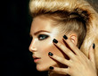 Fashion Rocker Style Model Girl Portrait. Hairstyle