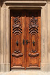 wooden door with ornaments