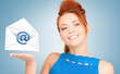 woman showing virtual envelope