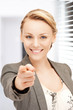 businesswoman pointing her finger