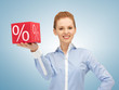 Photo: woman with big percent box woman with big percent box