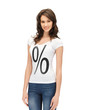 Photo: woman in shirt with percent sign woman in shirt with percent sign