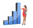 businesswoman pointing at big 3d chart