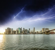 Amazing storm in New York Skies with Manhattan Skyscrapers.