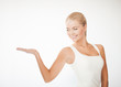 woman in sportswear with empty hand