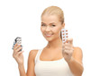 young woman with pills