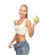 sporty woman showing big pants
