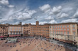 Wonderful aerial view of Piazza del Campo, Siena on a beautiful