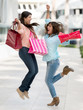 Excited shopping women