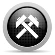 mining black circle web glossy icon