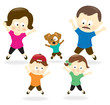Family doing jumping jacks