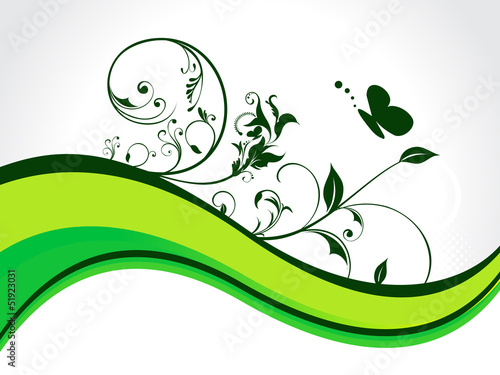 Vector: abstract wave background with floral abstract wave background with floral