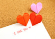 Origami paper hearts with message