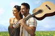 Romantic couple on the meadow