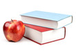 Photo: books and red apple books and red apple