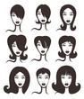 vector collection of woman faces and hairstyles