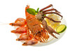 Spiny lobster, shrimps, crab legs  and rice