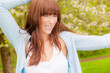 happy carefree park woman