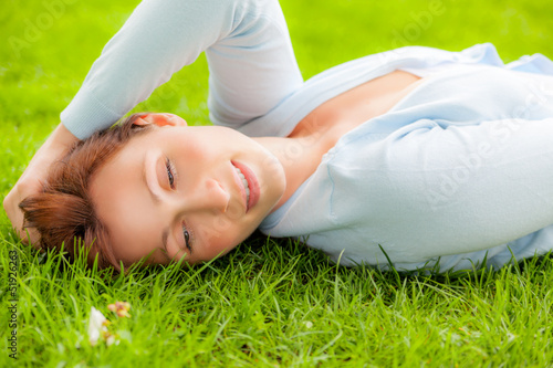 Photo: happy carefree park woman happy carefree park woman