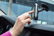 Photo: Driver entering an address into the navigation system Driver entering an address into the navigation system