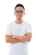 casual confident looking asian male with isolated white backgrou