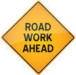 Road Work Ahead sign isolated on white background
