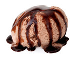 Ice cream with chocolate sauce.