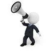 3d white people as business man with loudspeaker