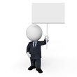 3d white people as business man standing near sign