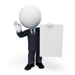 3d white people as business man standing near sign