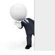3d white people as business man standing near sign