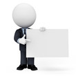 3d white people as business man standing near sign