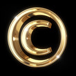 Golden 3D copyright symbol with clipping path