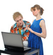 young couple with laptop