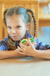 little girl does not want to share meal
