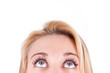 Young  beautiful caucasian  teenage girl looking up - Caucasian