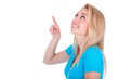 Young  beautiful caucasian  teenage girl looking up - Caucasian