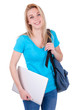 Young caucasian student  girl holding a laptop - Caucasian peopl