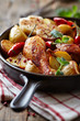 Oven-baked chicken with vegetables and herbs
