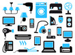 Two-coloured icons of home appliances