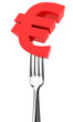 Euro symbol on a fork