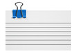 Blank white card with blue clip on white