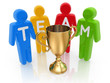 Teamwork Concept with Figures and golden Cup