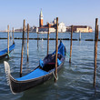 Famous view of San Giorgio maggiore with gondolas