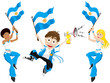 Argentina Sport Fan with Flag and Horn