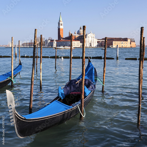 Photo: Famous view of San Giorgio maggiore with gondolas Famous view of San Giorgio maggiore with gondolas