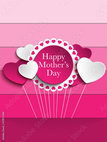 Vector: Happy Mother Day Heart Tag Background Happy Mother Day Heart Tag Background